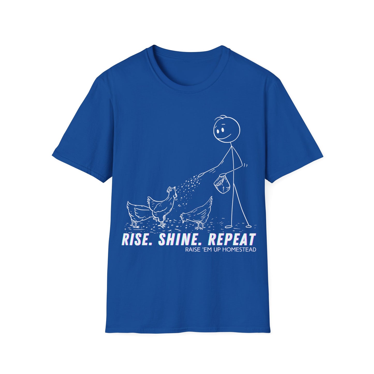 rise, shine, repeat pencil character Unisex Softstyle T-Shirt