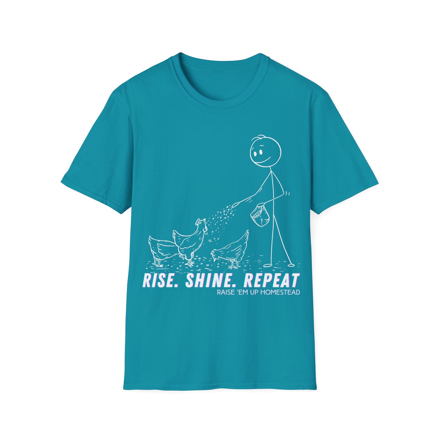 rise, shine, repeat pencil character Unisex Softstyle T-Shirt