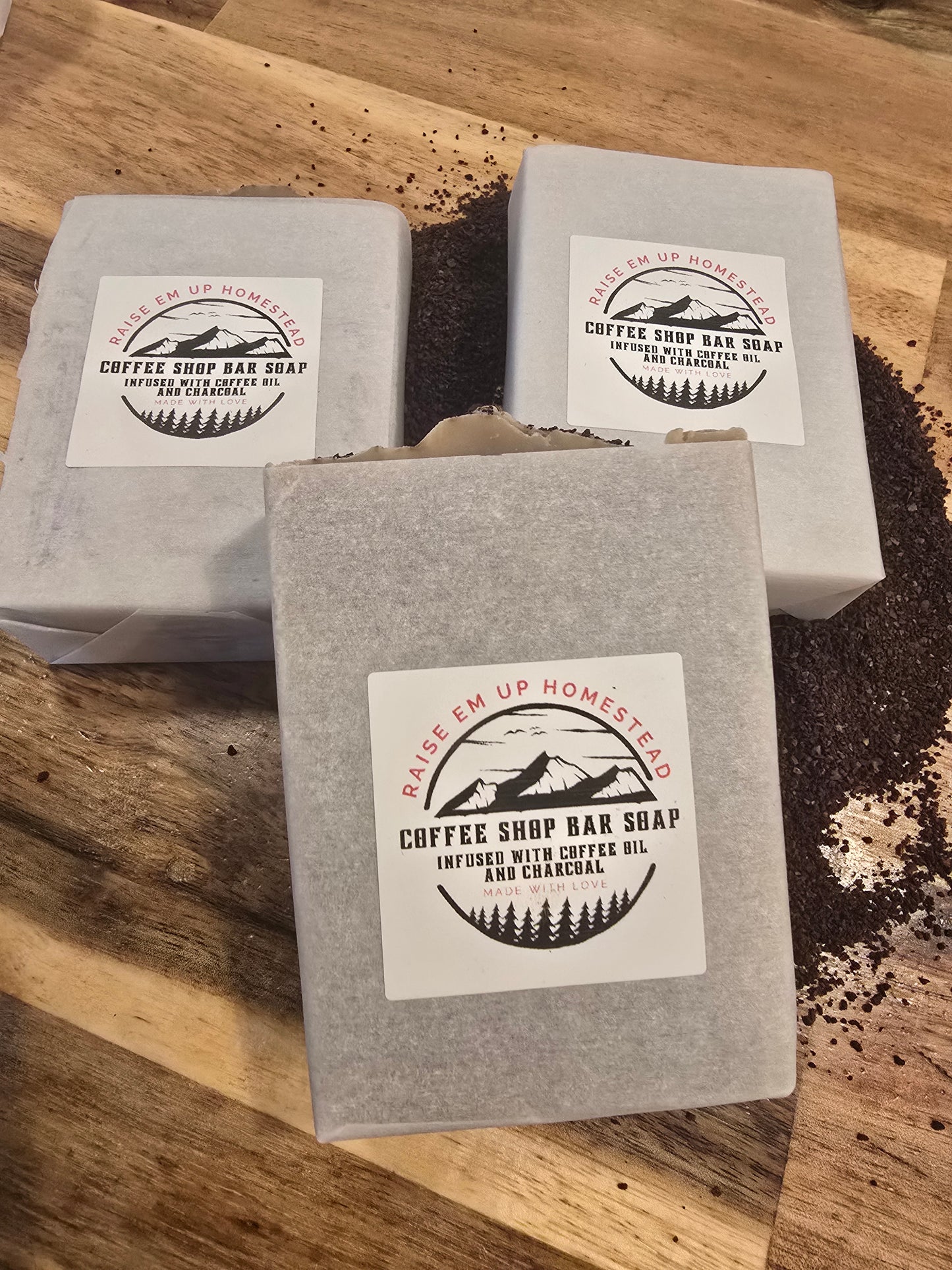 Bar Soap - Coffee Oil and Charcoal Infused- Handmade - Luxurious - Small Batch