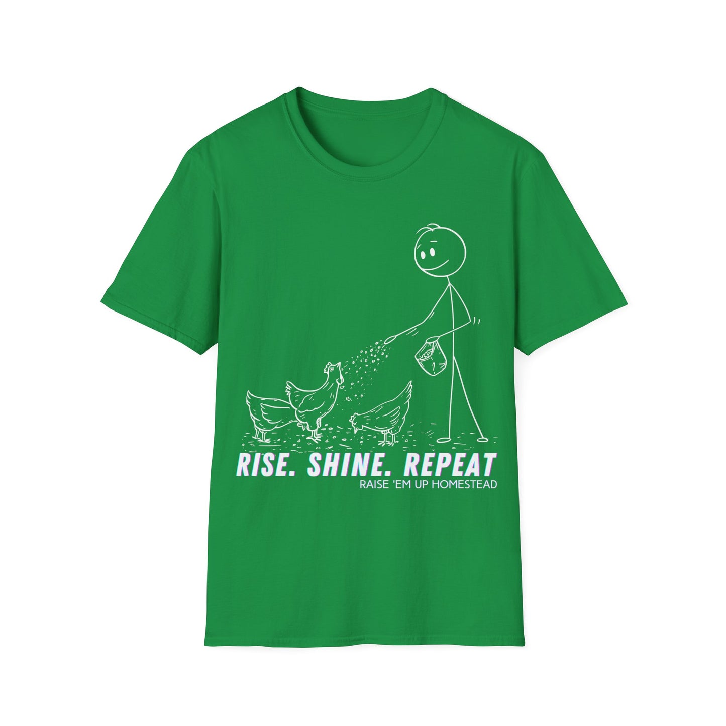 rise, shine, repeat pencil character Unisex Softstyle T-Shirt