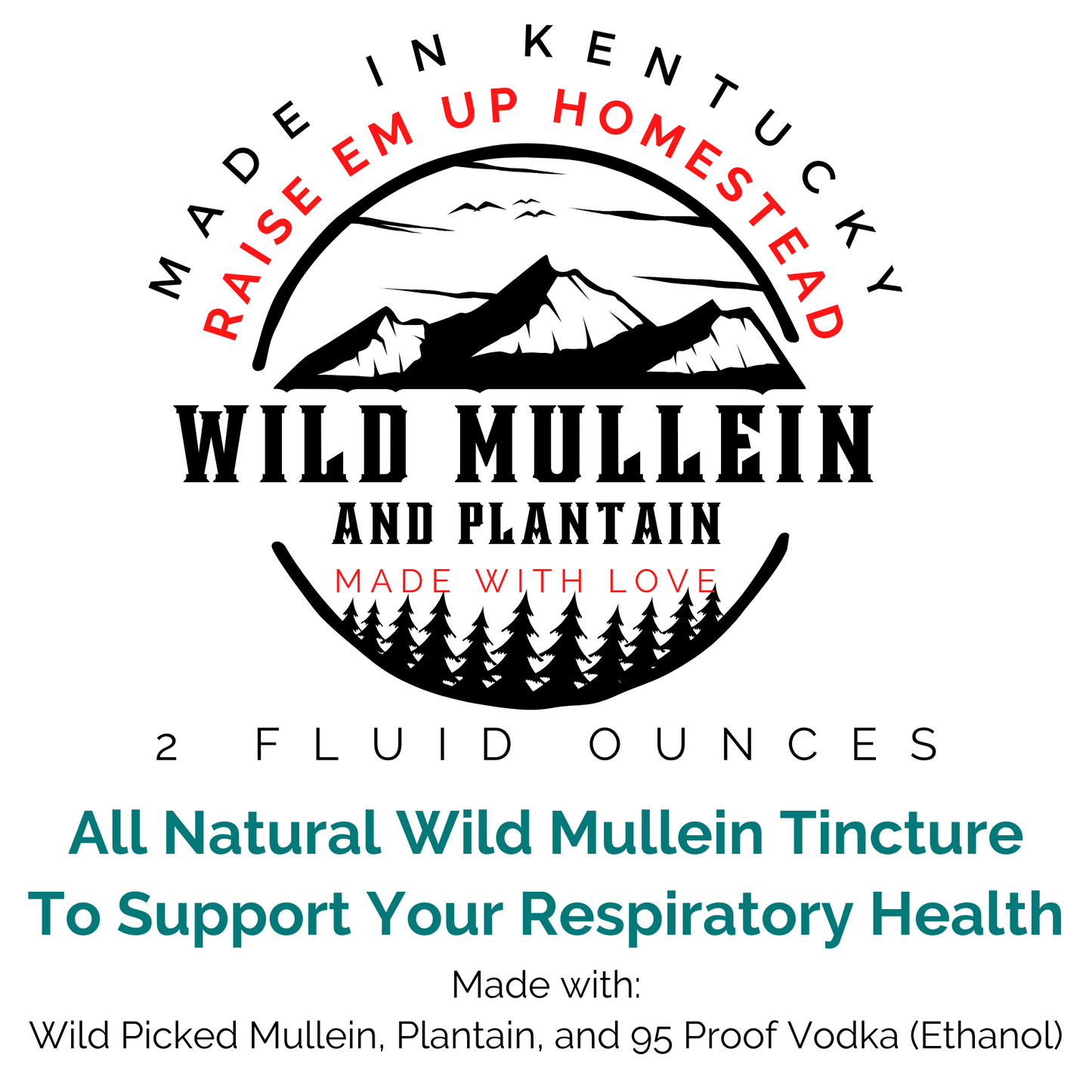 Mullein and Broad-Leaf Plantain Tincture - Fresh - All Natural Lung Care - Foraged Mullein and Broad-Leaf Plantain